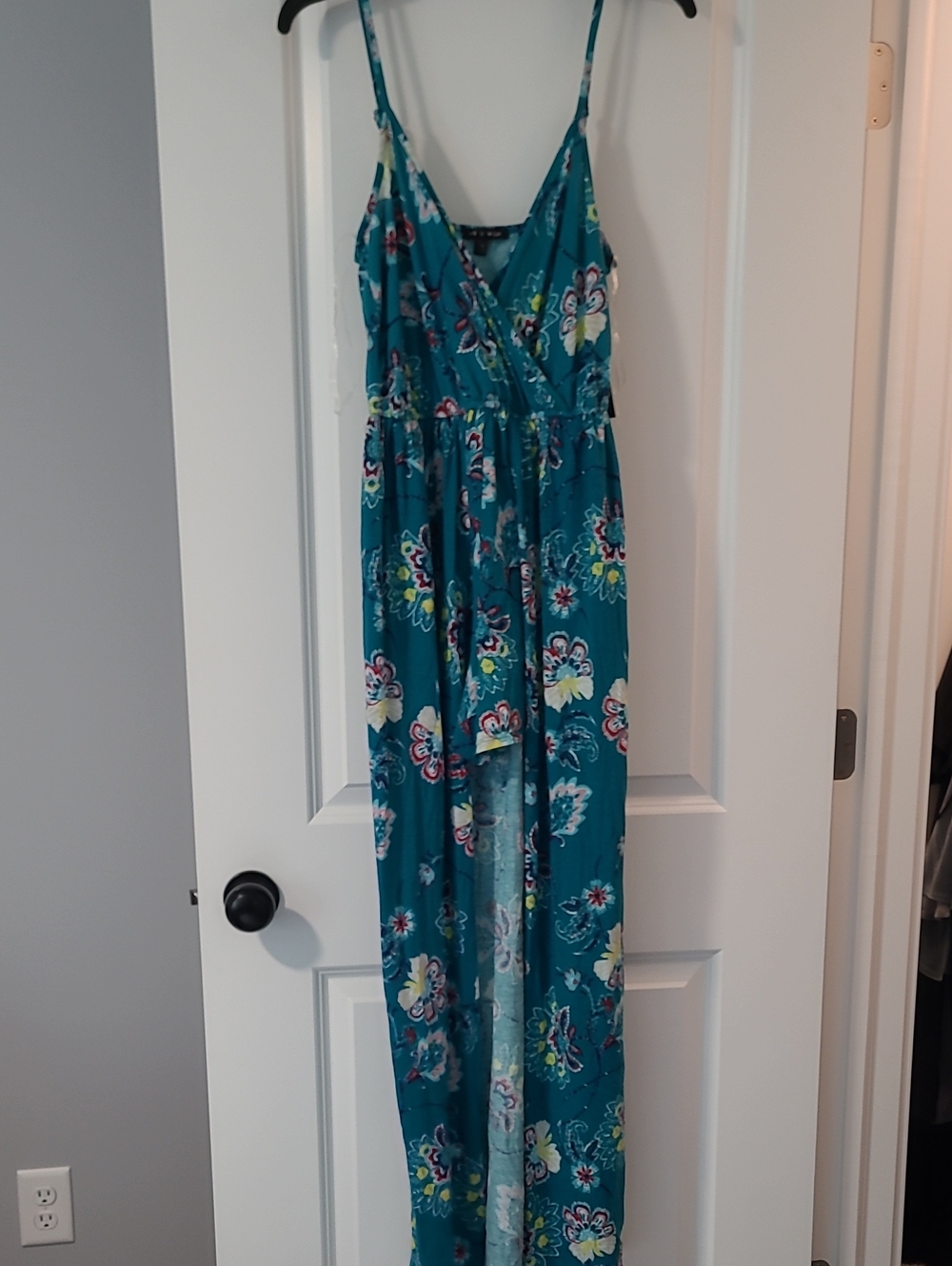 Teal Romper With Flowy Skirt